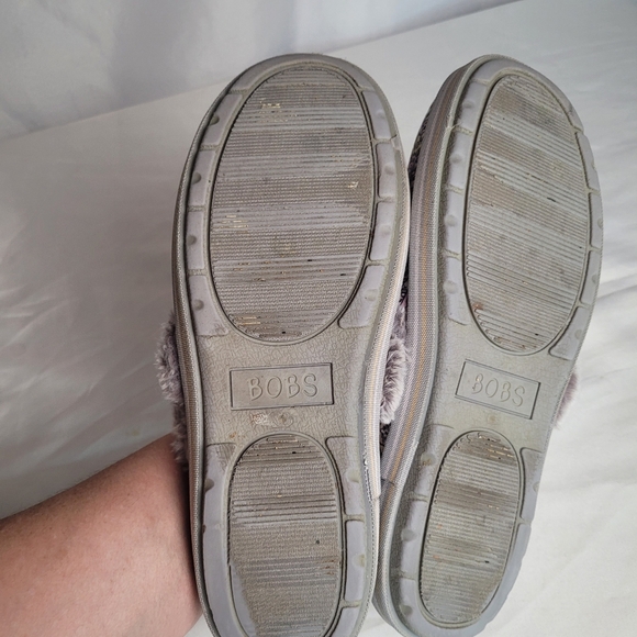 Bobs By Skechers Too Cozy Snuggle Cat Print Slippers Hard Bottom Faux Fur 9.5 - Picture 6 of 9